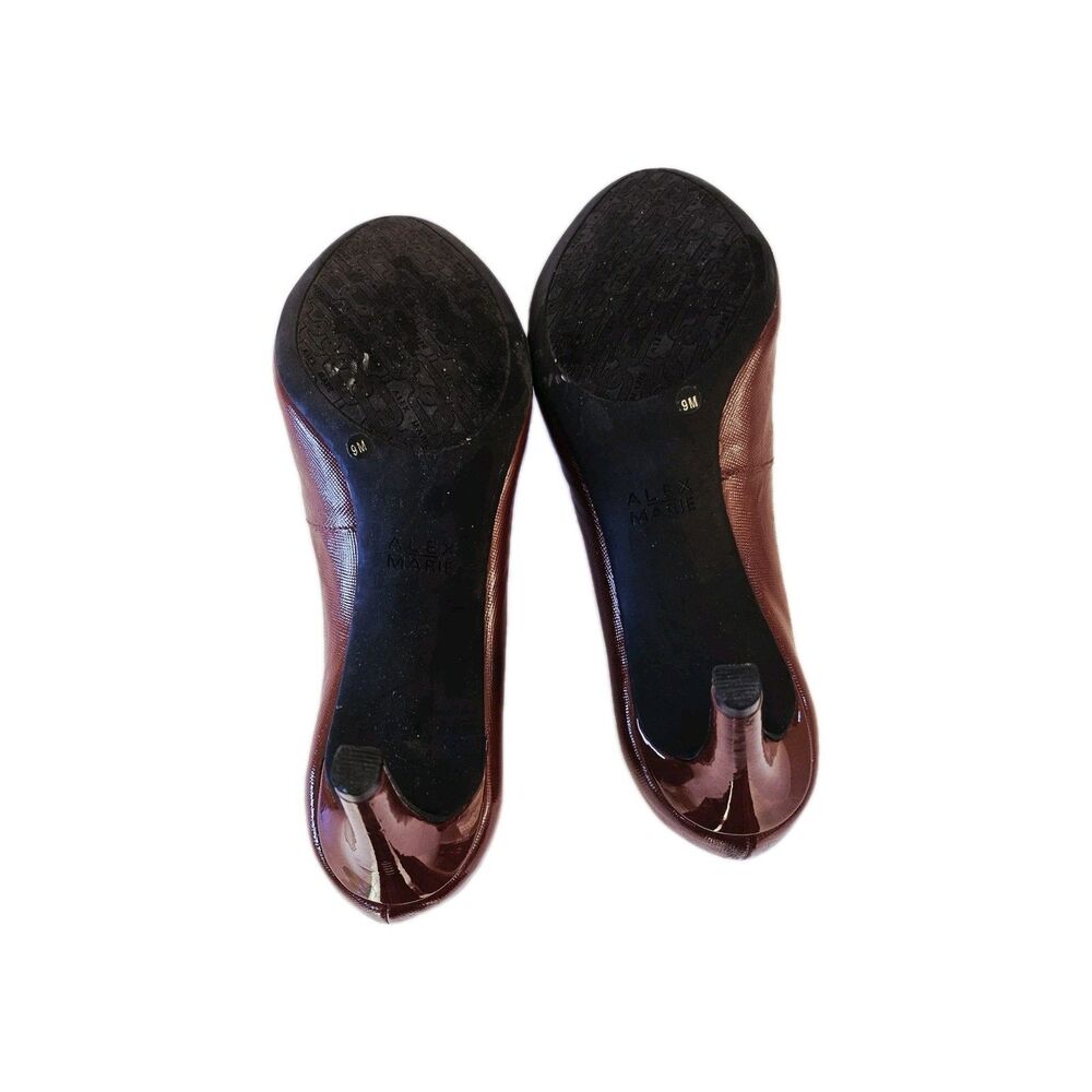 Alex Marie Burgundy Leather Peep Toe / Pump Heels Size 9 - Picture 6 of 7